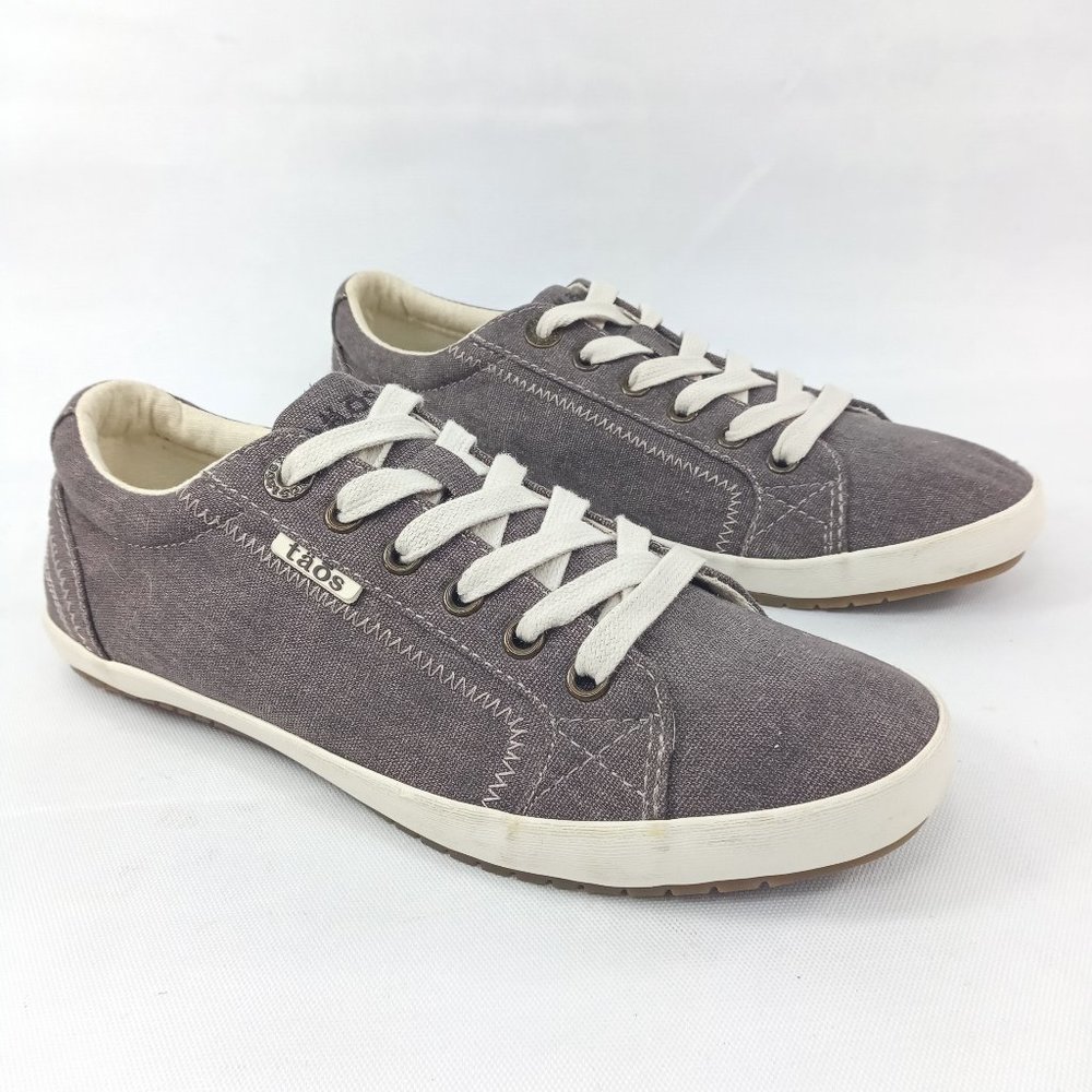 Taos Womens Star Sneakers Size 7 Gray Beige Canvas Low Top Comfort Casual Shoes